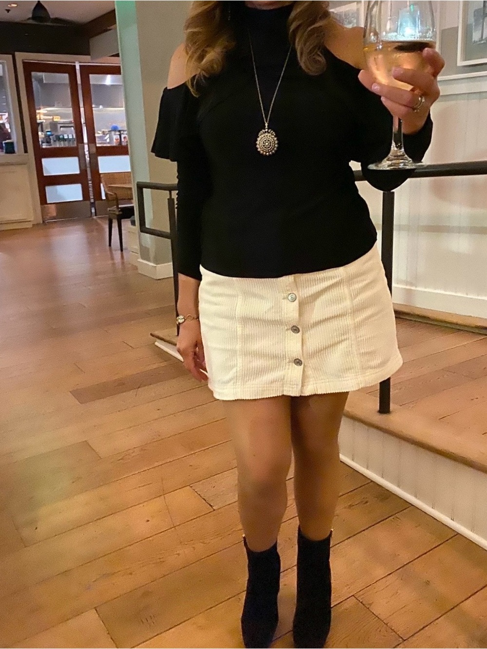 Abercrombie & Fitch Cream Button-Front Cord Mini Skirt